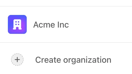 Zero interface for creating a new organization with separate team access