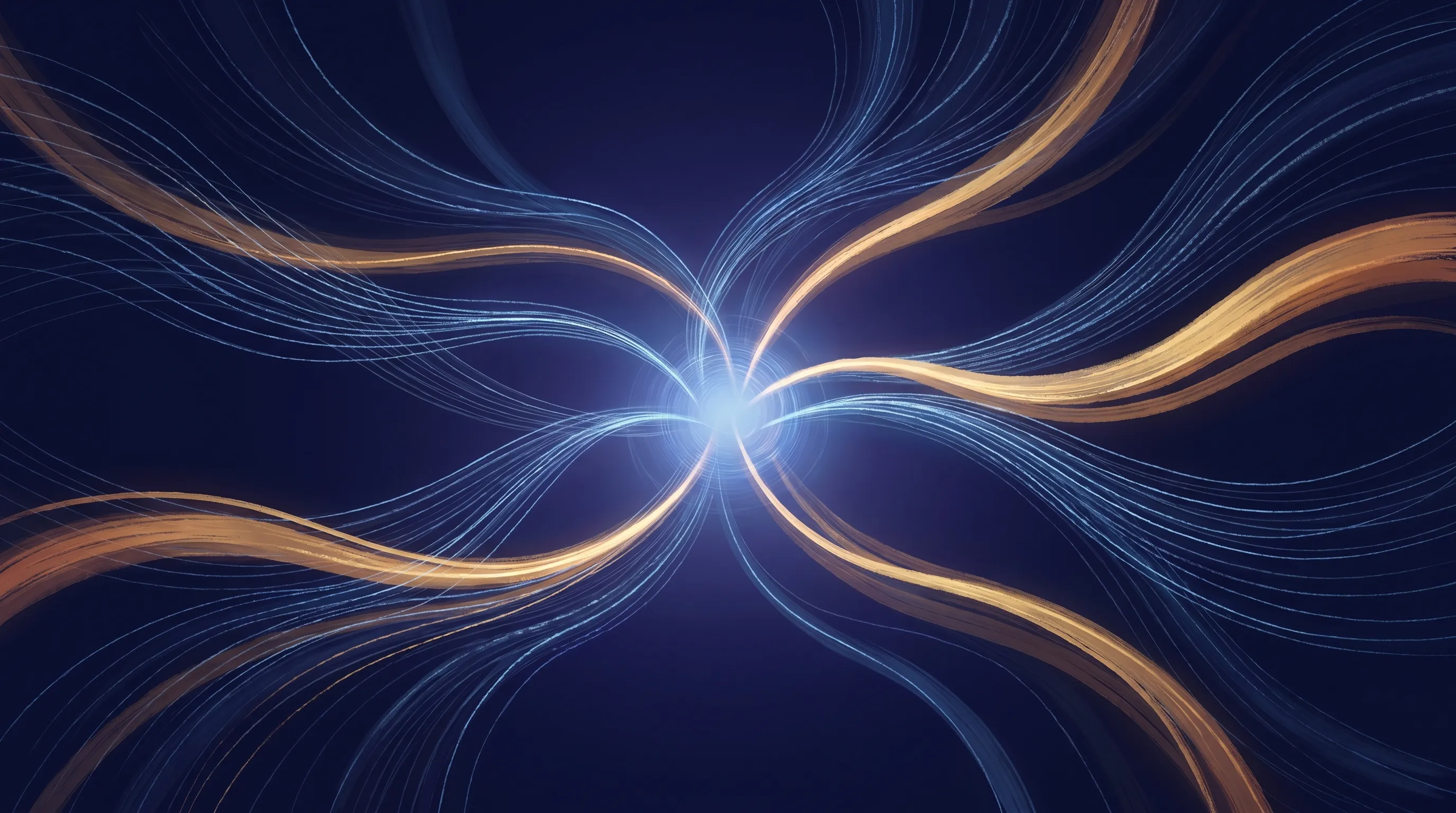 Glowing threads of light converging into a luminous core, representing expanded AI capabilities