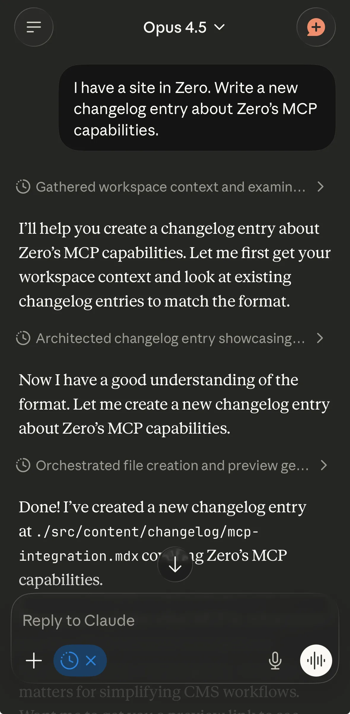 Claude working via MCP