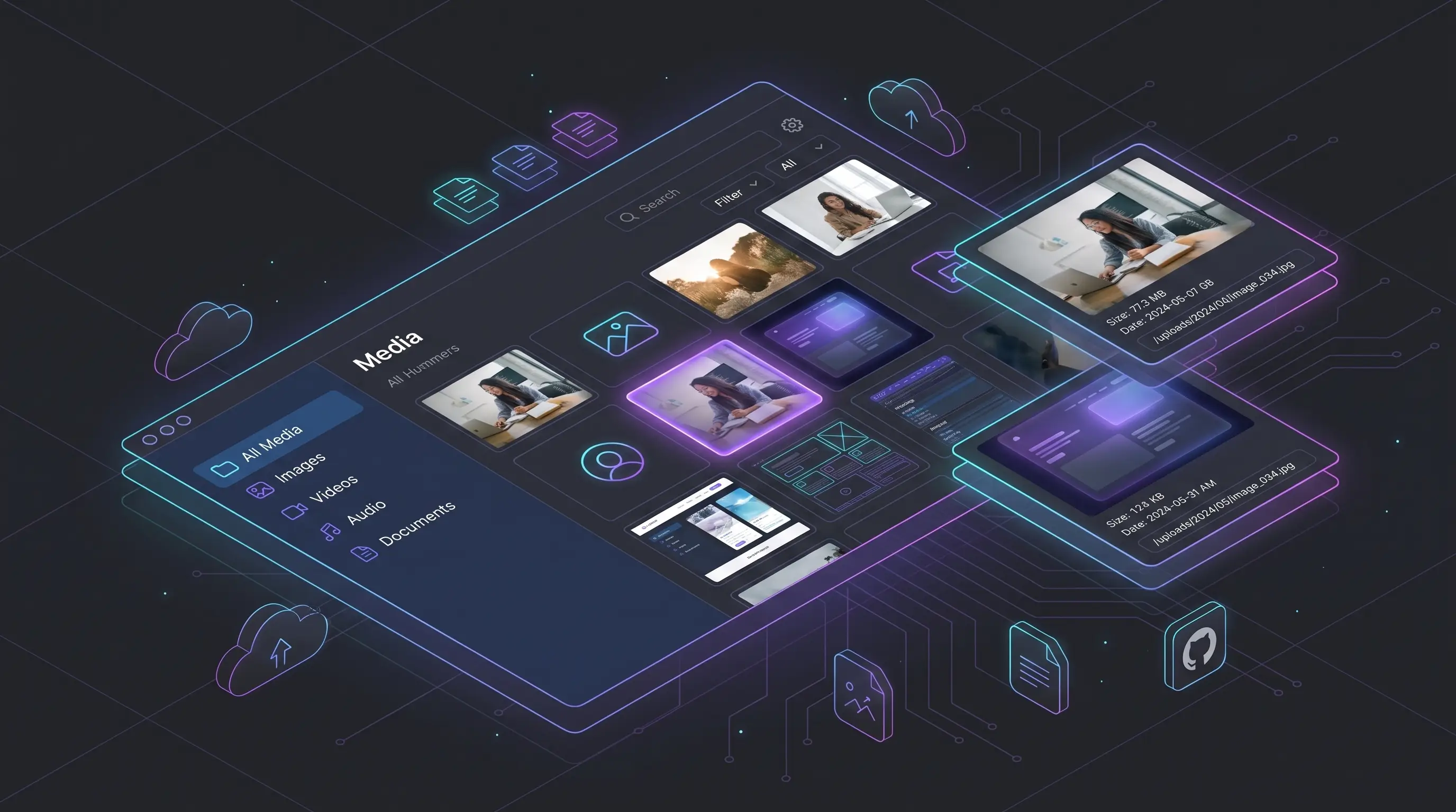 Media library interface illustration