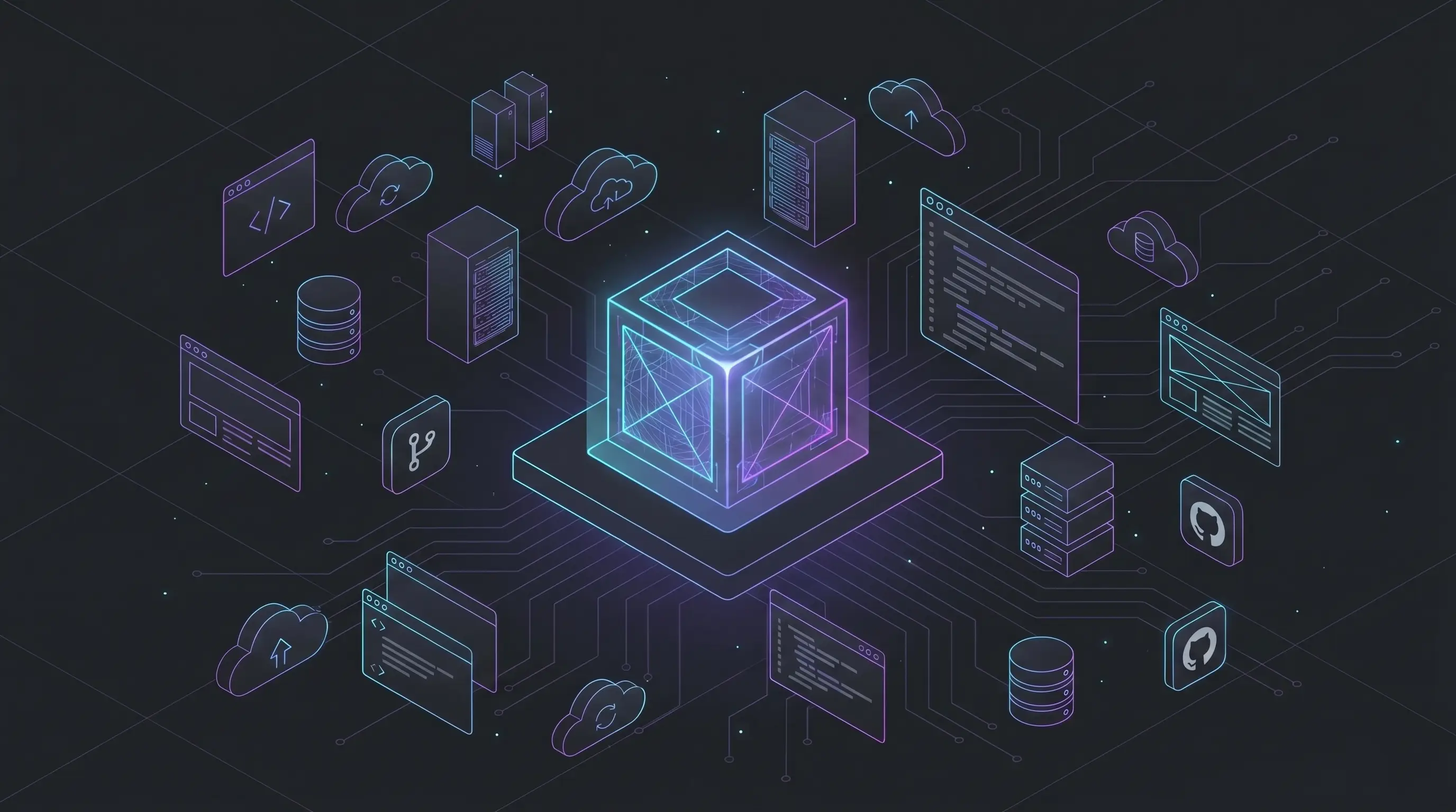 Abstract node diagram illustrating Zero's GitHub integration